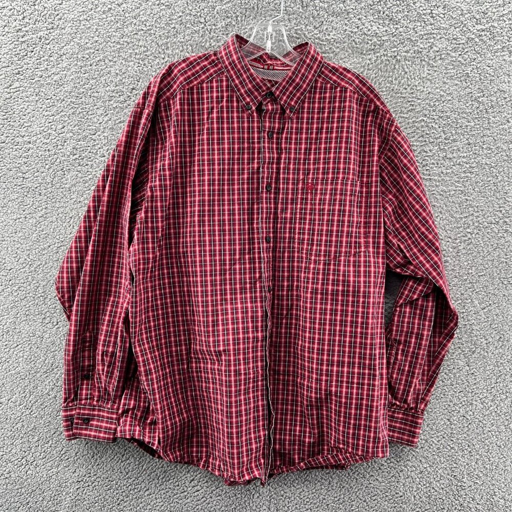 Ariat Pro Series Shirt Mens XL Western Long Sleeve Button-Down Red Plaid Cowboy